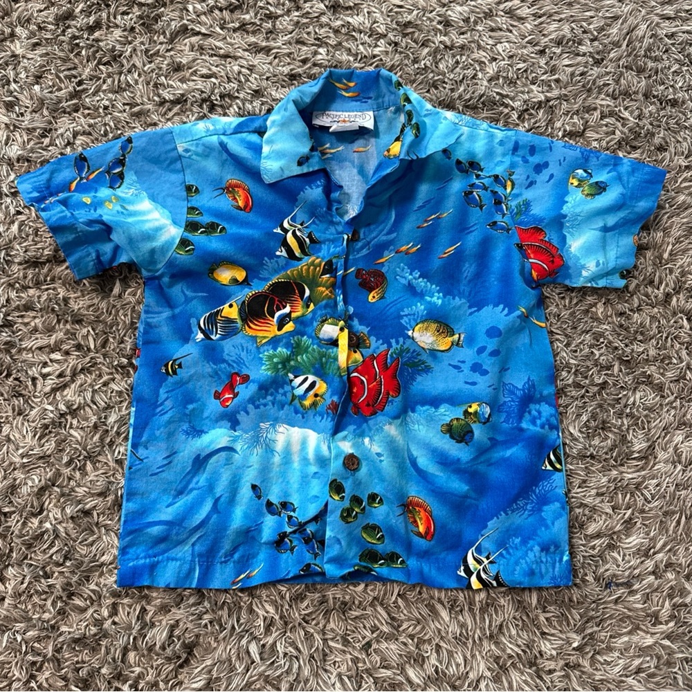 Oceanic Adventure Kids Button Down Shirt - Blue